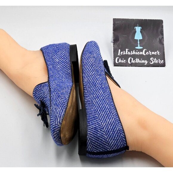 Boden Women’s Blue Ines Herringbone Tassel Loafers Flats Shoes Sz 8 (38.5) 2916 - Picture 12 of 16